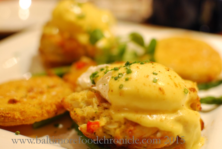 Crab Cake and Fried Green Tomatoes Eggs Benedict!